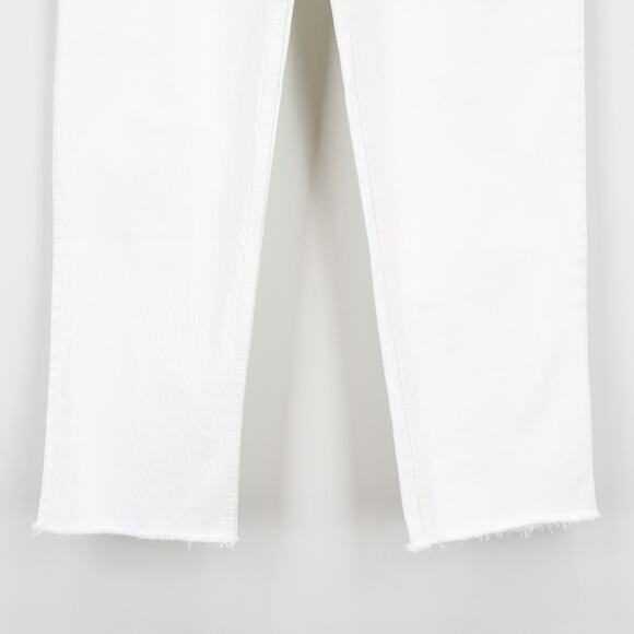 NWT Abercrombie & Fitch The Mid Rise '90s Straight Raw Hem Jean White 32/14 S - Picture 7 of 10